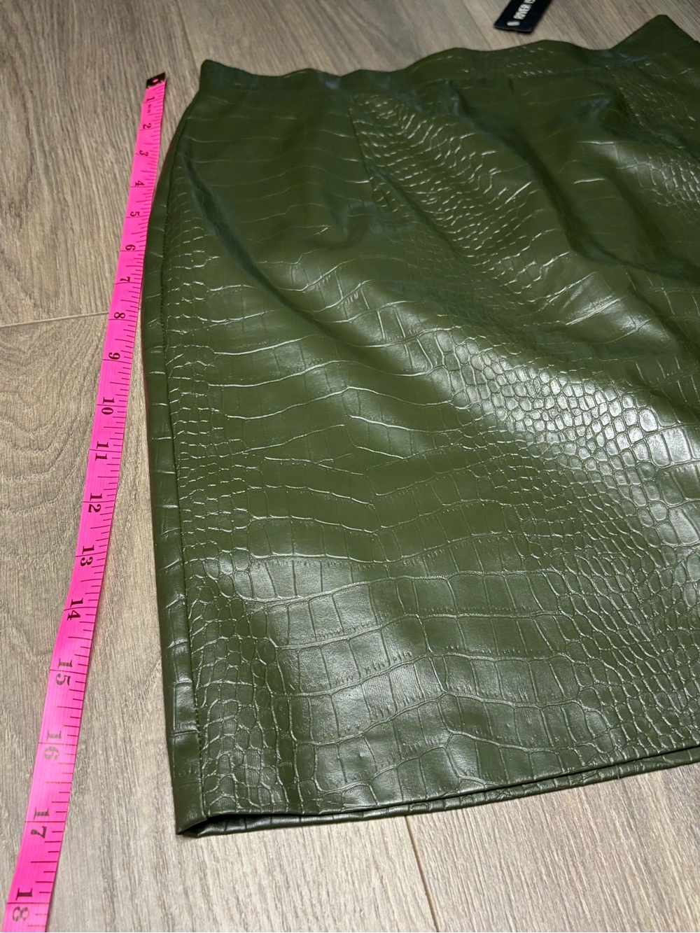 River Island Olive Green Faux Croc Mini Skirt - Picture 3 of 11